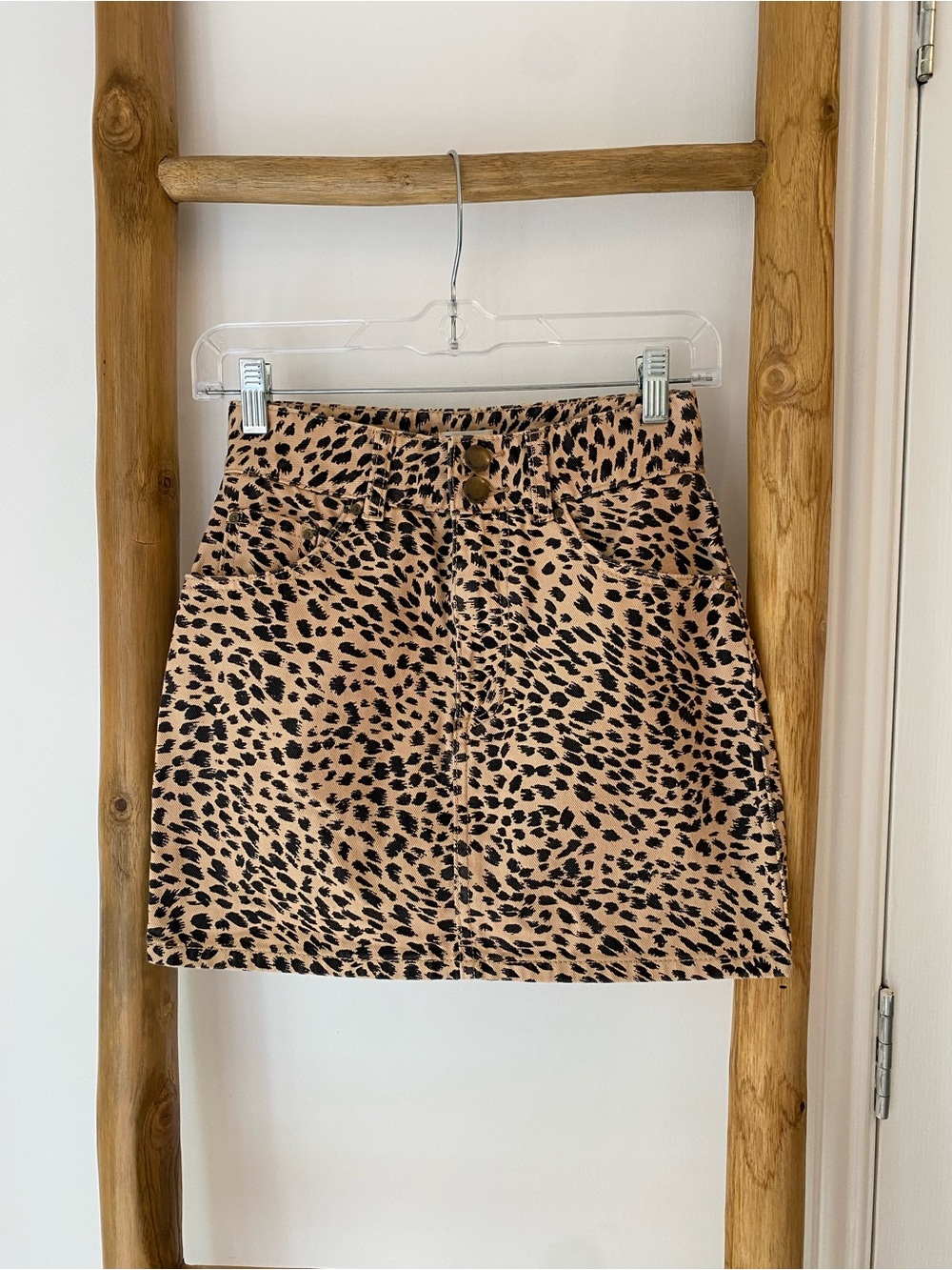 Billabong Leopard Animal Print Denim Mini Skirt Sz 25 Summer Grunge Trendy